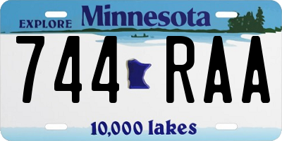 MN license plate 744RAA