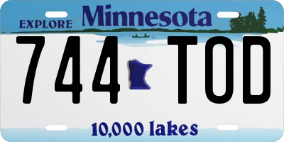 MN license plate 744TOD