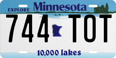 MN license plate 744TOT