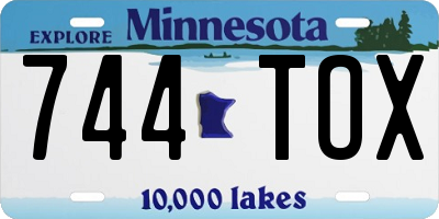 MN license plate 744TOX