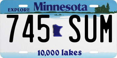 MN license plate 745SUM