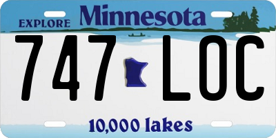 MN license plate 747LOC