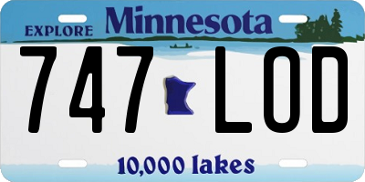 MN license plate 747LOD