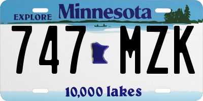 MN license plate 747MZK