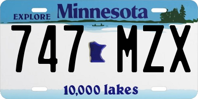 MN license plate 747MZX