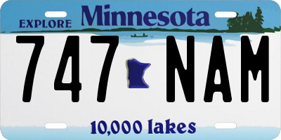 MN license plate 747NAM