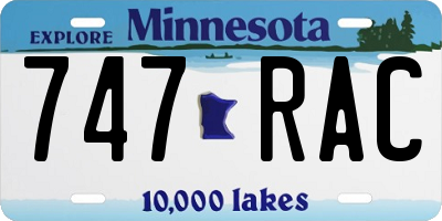 MN license plate 747RAC