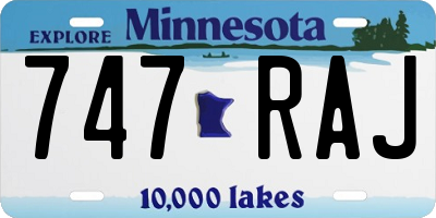 MN license plate 747RAJ