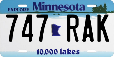 MN license plate 747RAK
