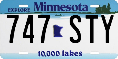 MN license plate 747STY