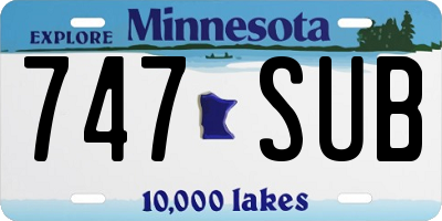 MN license plate 747SUB