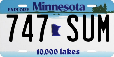 MN license plate 747SUM