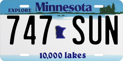 MN license plate 747SUN