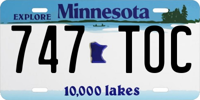 MN license plate 747TOC