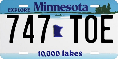 MN license plate 747TOE