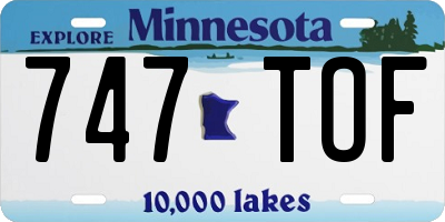 MN license plate 747TOF