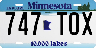 MN license plate 747TOX
