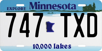 MN license plate 747TXD