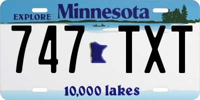 MN license plate 747TXT