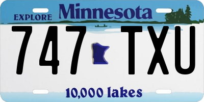 MN license plate 747TXU