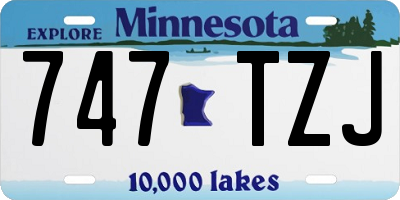 MN license plate 747TZJ