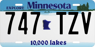 MN license plate 747TZV