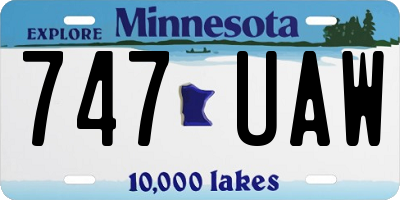 MN license plate 747UAW