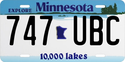 MN license plate 747UBC