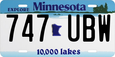 MN license plate 747UBW