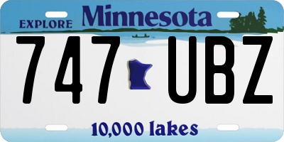 MN license plate 747UBZ