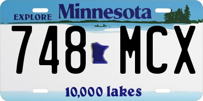 MN license plate 748MCX