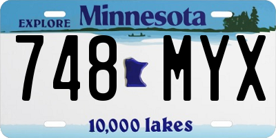 MN license plate 748MYX