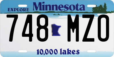 MN license plate 748MZO