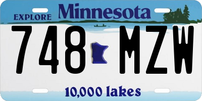MN license plate 748MZW