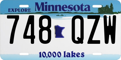 MN license plate 748QZW