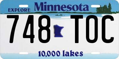 MN license plate 748TOC