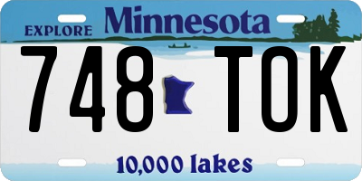 MN license plate 748TOK