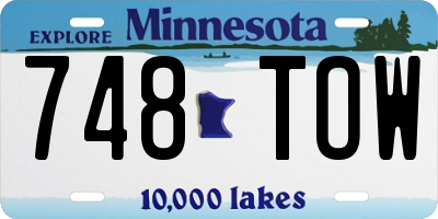 MN license plate 748TOW