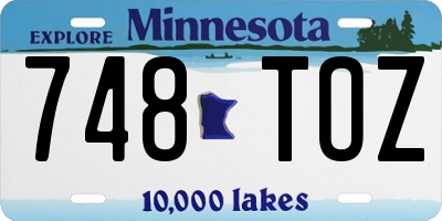 MN license plate 748TOZ