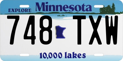 MN license plate 748TXW