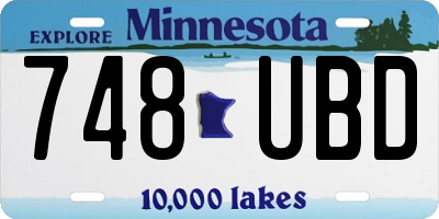 MN license plate 748UBD