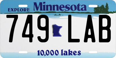 MN license plate 749LAB