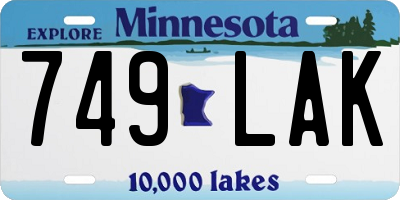 MN license plate 749LAK