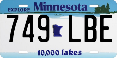 MN license plate 749LBE