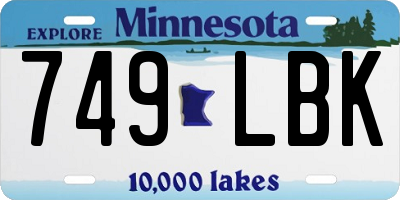 MN license plate 749LBK