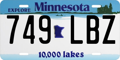 MN license plate 749LBZ