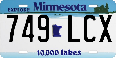 MN license plate 749LCX