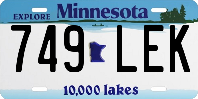 MN license plate 749LEK