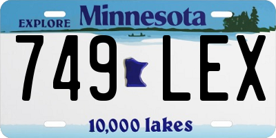MN license plate 749LEX