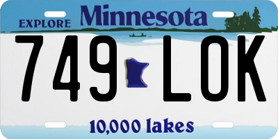 MN license plate 749LOK
